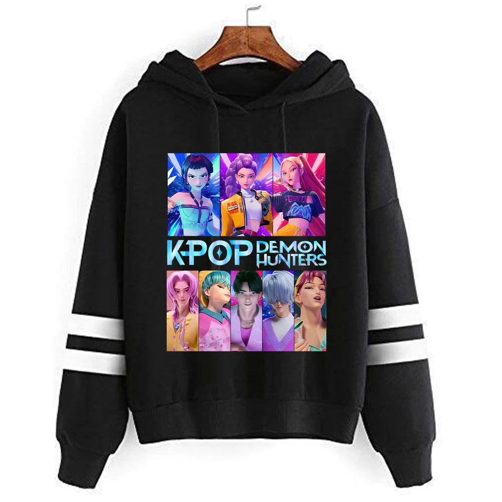 Kpop Demon Hunters Anime Hoodie Woman Clothing Saja Boys Cosplay Cartoon Graphic Sweatshirts Y2k Daily Casual Hooded Pullovers.