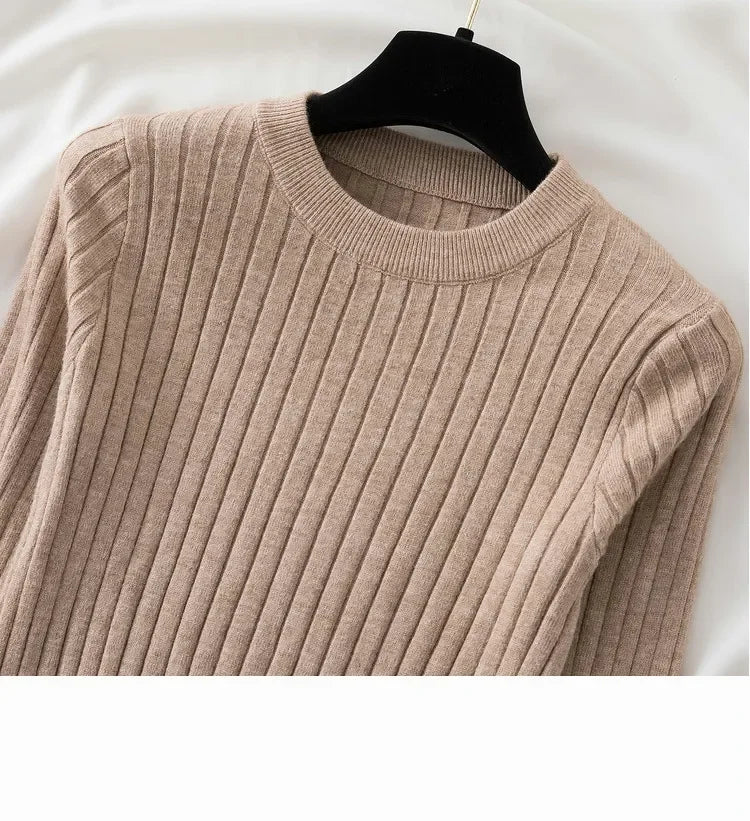 Oansatz Rippen Langarm Koreanische Slim-fit Weibliche Pullover Pullover Frauen Pullover Stricken Weiche Jumper Tops Neue Herbst Winter tops.