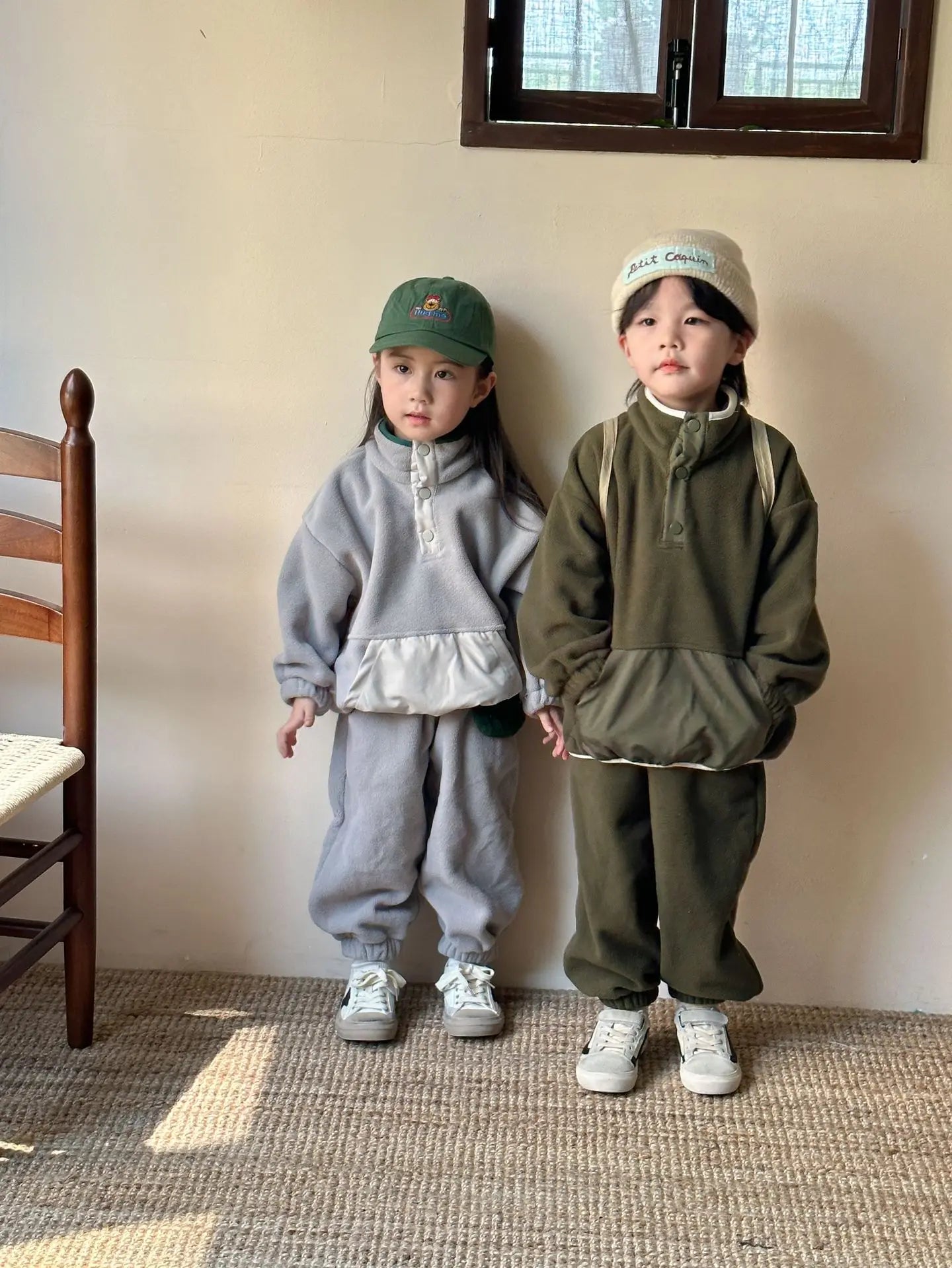 2025 Winter New Children Polar Fleece Sweatshirt Set Boys Girls Plus Velvet Thick Warm 2pcs Suit Kids Casual Sports Outfits