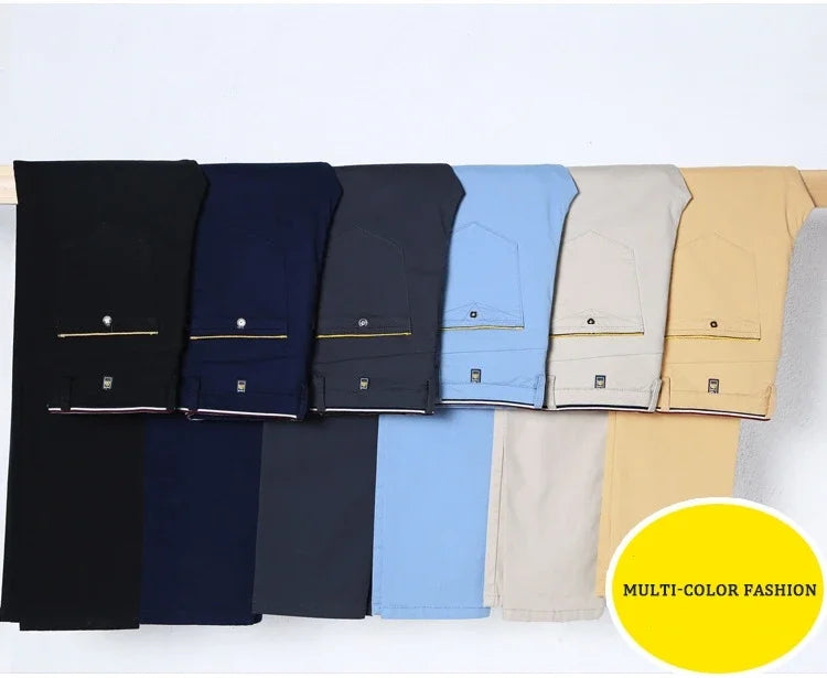 Classic Style Men Spring Summer Thin Casual Pants Fashion Business Cotton Solid Color Office Trousers High Quality Men Trousers.