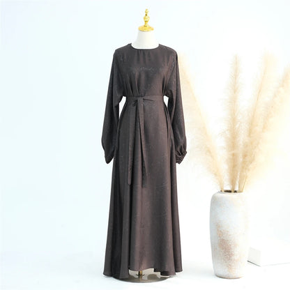 Ramadan Eid Satin Dubai Long Modest Dress Abaya Damen Islam Muslim Kaftan African Dresses For Women Kebaya Robe Femme Musulmane