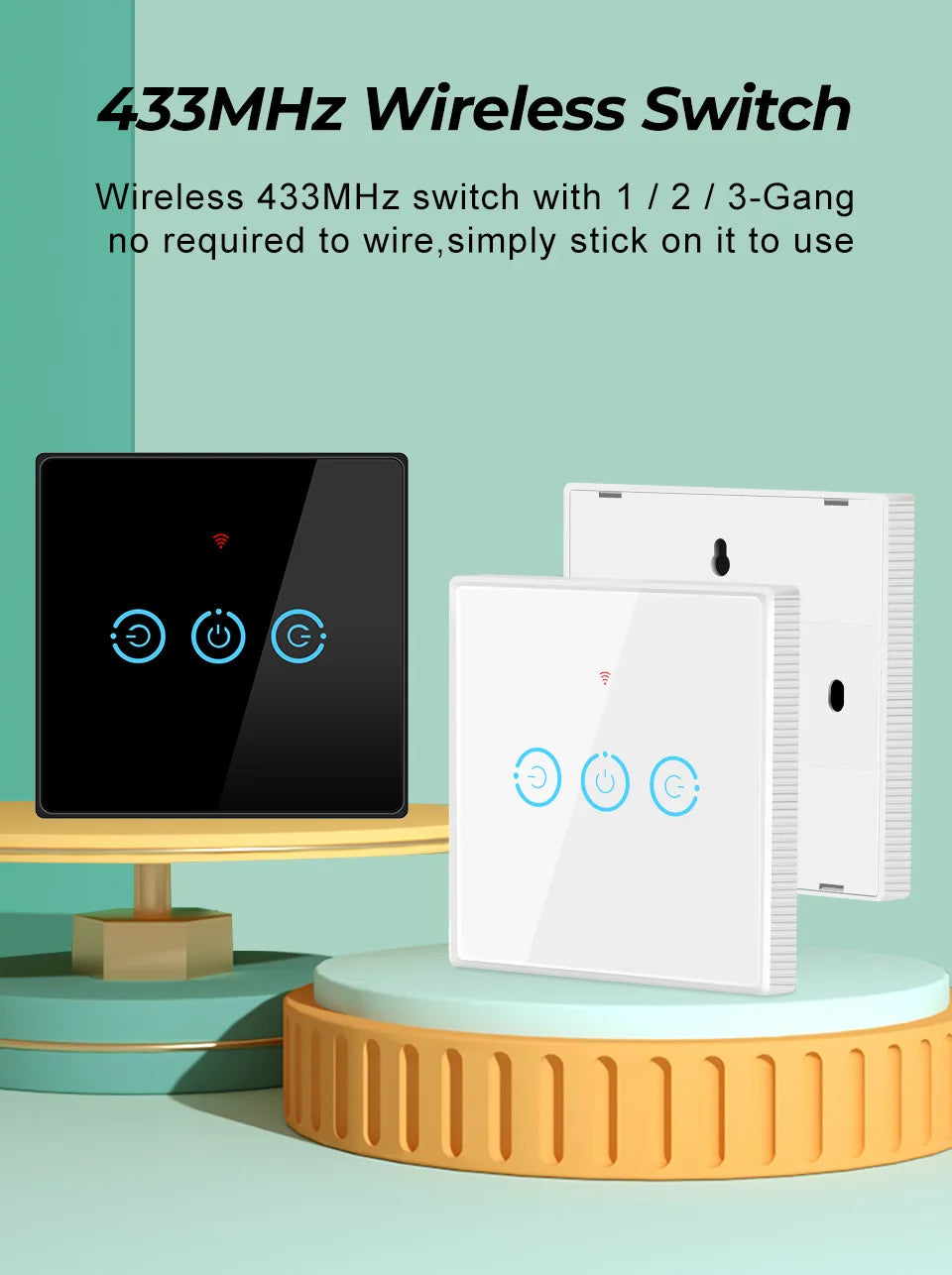 1/2/3 Gang RF433Mhz Wireless Touch Schalter RF Sender Push Button Fernbedienung für Home Led-leuchten Glas panel Wand Schalter.