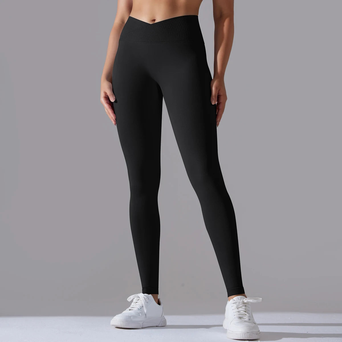 Crossover Waist Women Yoga Leggings Hips Lifting Gym Leggings Seamless Sport Pants High Waist Fitness Leggings Workout Running