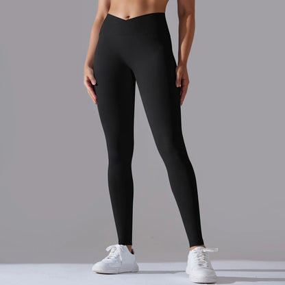 Crossover Waist Women Yoga Leggings Hips Lifting Gym Leggings Seamless Sport Pants High Waist Fitness Leggings Workout Running