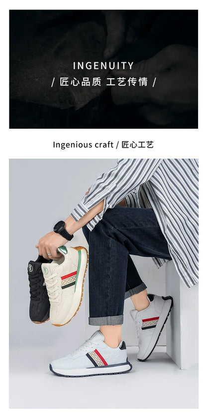 Genuine Leather Casual Shoes Men Designer Luxury Women Tennis Chunky Sneakers Muffin Sport Shoes Man Male Board Footwear.