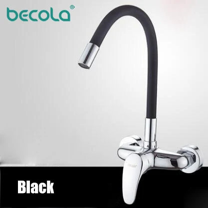 LANGYO Hot and cold wall faucet Kitchen sink mixer Double hole faucet Universal rotation Copper faucet Basin Wash hand basin tap