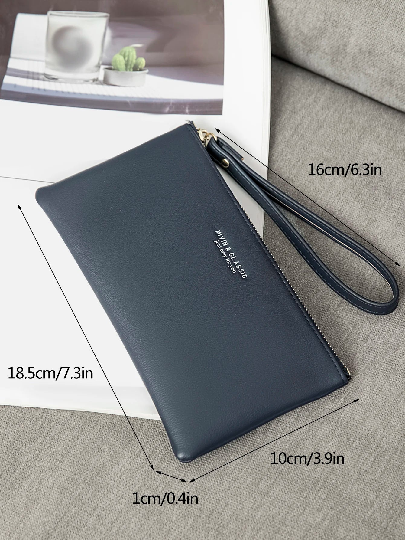 Simple Solid Color Thin Long Wallet PU Leather Large Capacity Zipper Wallet Classic Fashion Womens Handbag Can Hold Mobile Phone.