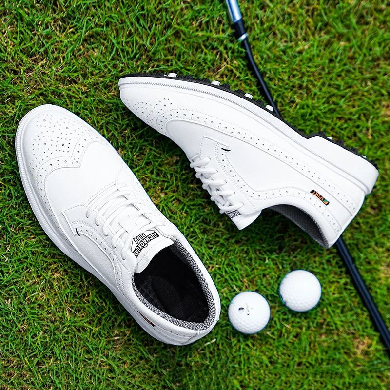 Fashion Men Golf Shoes Leather High-Quality Sports Shoes Non-Slip Waterproof Golf Professional Training Shoes Large Size 39-47.