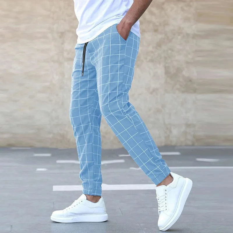 2025 neue Frühling Herbst Casual Hosen männer Plaid Kordelzug Lose Hosen Trend Streetwear Jogginghose Männlichen Business Sport Hosen.