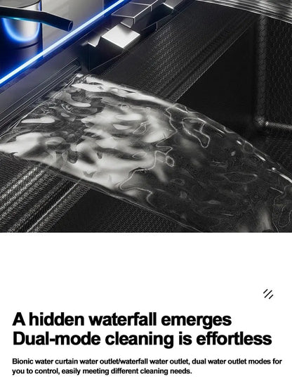 Extra Thick 5.0mm Kitchen 304 Sink, Whale Sink, Stainless Steel Large Single Sink, Waterfall Sink, Thickened Dish Sink