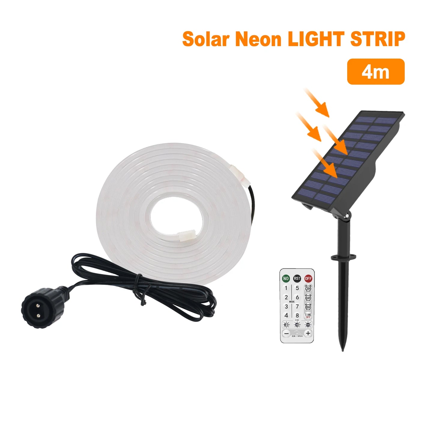 10M Solar Neon LED Strip Outdoor Pool IP67 Waterproof Flexible 2835 LED Tape Light Sign With Remote 24V 120LEDs/M Tube Diode.