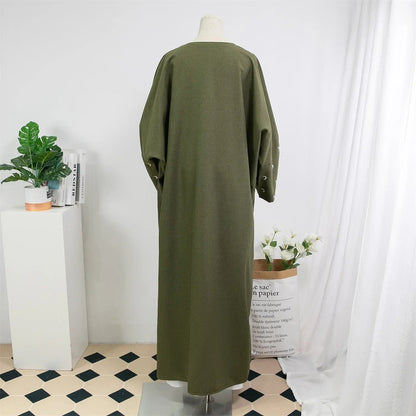 Muslimische Abayas lose Kaftan Frauen islamische Kleidung Mond Stickerei offene Front Abaya Langarm Maxi Länge Kleid Frauen Jilbabs.