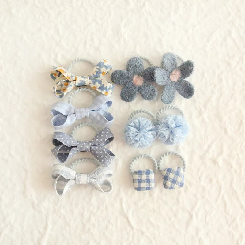 10Pcs/Lot, Elastic Hair Bow Clips for Children, Children's Headwear Hair Accessories for girls, Cute Hair ties, Lovely Hair Rope