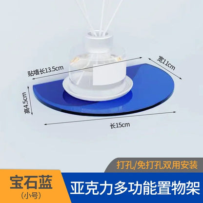 Bathroom Living Room Display Seamless Punch-free Fashion Decoration Color Acrylic Semi-circular Shelf Decoration Rack Storage