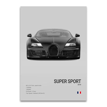 CHIRON EB110 Canvas Wall Art Print Poster DIVO Sports Car Decoration Painting Modern Home Decoration Painting Car Lover Gift.
