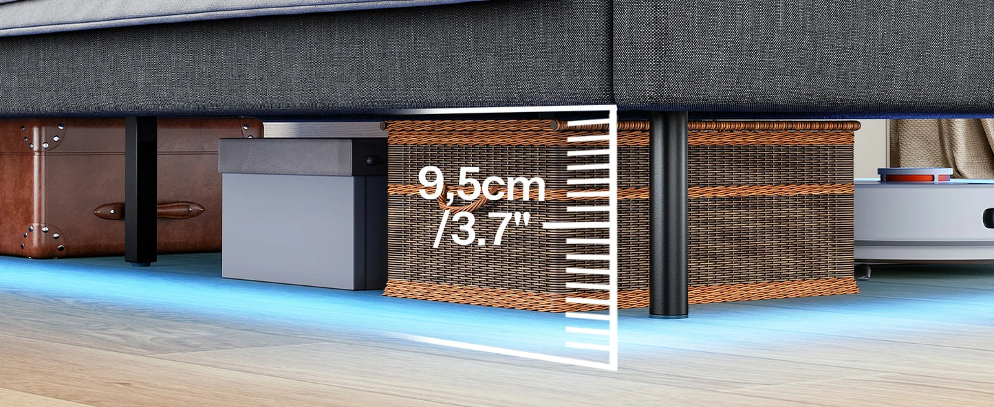 Gästebett 90 x 200 cm mit Ladestation und LED-Beleuchtung, Bettrahmen, einfache Montage zum Schlafen