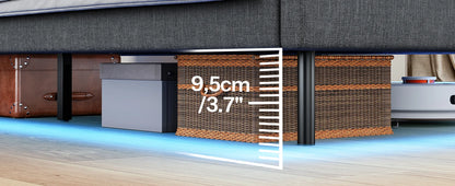 Gästebett 90 x 200 cm mit Ladestation und LED-Beleuchtung, Bettrahmen, einfache Montage zum Schlafen