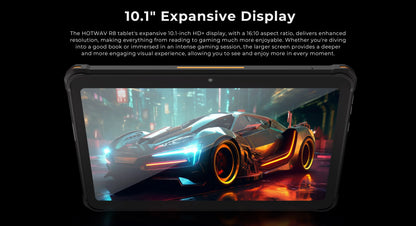 Rugged Tablet HOTWAV R8, 12 (4+8) Go + 128Go, 10.1'', 5MP Front + 13MP Rear Cameras, Android 14.0, 10800mAh Battery, Dual SIM, GPS, 4G.