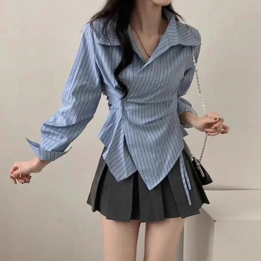 Spring Autumn Casual Striped Shirt Women Shirts Fashion Female Long Sleeve Slim Blouse Tops Office Lady Shirts.