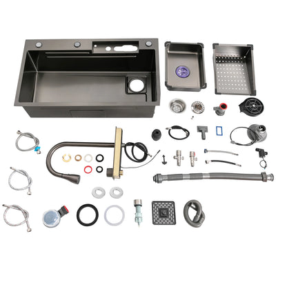 80 * 46 * 20 cm Edelstahlspüle 201 Nano-Galvanikprozess Dreifach 60 cm Rohrlänge 13 kg Bruttogewicht-Küchenspüle-Set