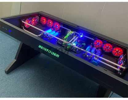 Computergehäuse für große Spieler, All-in-One-Tisch, hochwertiger Desktop, vollständig transparent, großes Gehäuse, cooler wassergekühlter Sci-Fi-Spieltisch