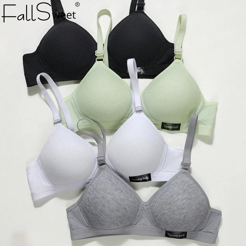 FallSweet Women's Wireless Bra Active Bra Teen Students' Bras Seamleass Lingerie Comfortable V-Shaped Gathering Underwear AB Cup.