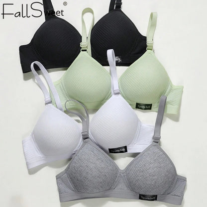 FallSweet Women's Wireless Bra Active Bra Teen Students' Bras Seamleass Lingerie Comfortable V-Shaped Gathering Underwear AB Cup.