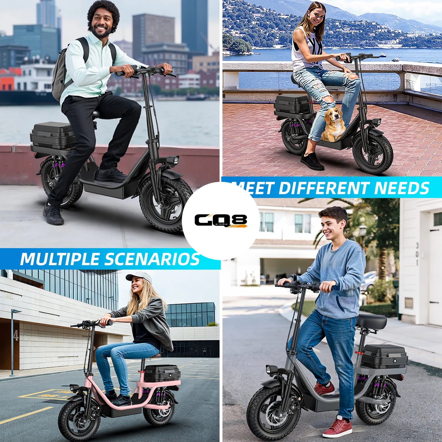 TOOFLY GQ8 Adult Electric Scooter 250W 48V15AH Foldable Electric Scooter  Inch Vacuum Tires City Commuter Electric Scooter.