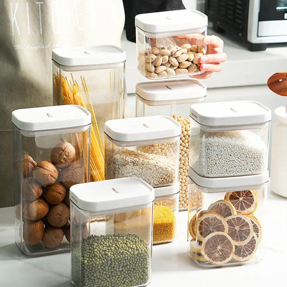 Clear Food Grade Plastic Storage Jar Airtight Seal for Kitchen Snacks Cereals Beans Kitchen Storage Organizer Kitchen Storage.