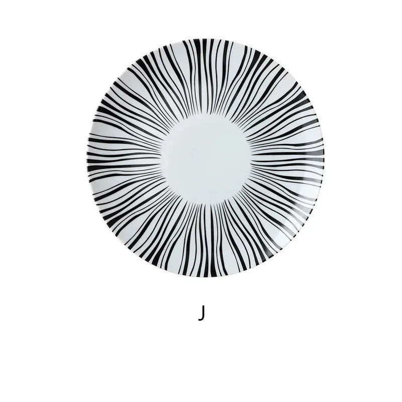 Geometric Design Gold Plating Meal Plate Porcelain Kitchen Dinner Plates Ceramics Food Tray Salad Dish 6/8/10 Inch 1Pcs