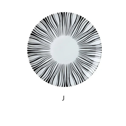 Geometric Design Gold Plating Meal Plate Porcelain Kitchen Dinner Plates Ceramics Food Tray Salad Dish 6/8/10 Inch 1Pcs