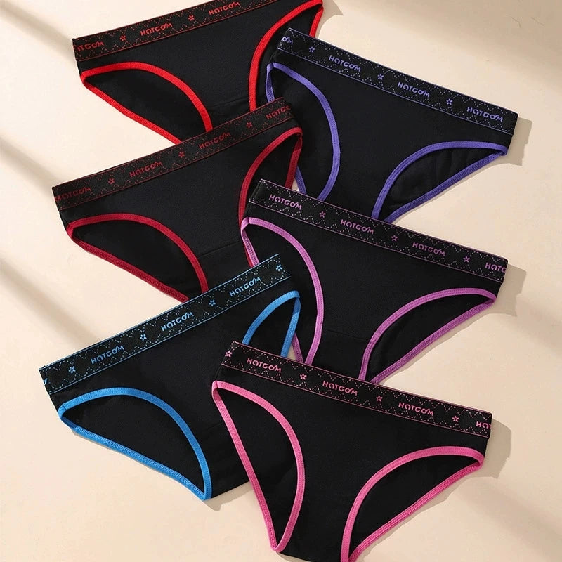6Pcs Sexy Women Panties Soft Cotton Underpants Black Underwear Girls Briefs Female Breathable Stretch Panty Female Lingerie XS-L.