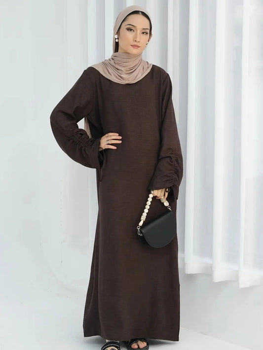 Eid Islamischen Modest Kleid für Frauen Abaya Spitze-up Hülse Marokko Casual Ramadan Vestidos Gebet Kaftan Dubai Muslimischen Lange robe.