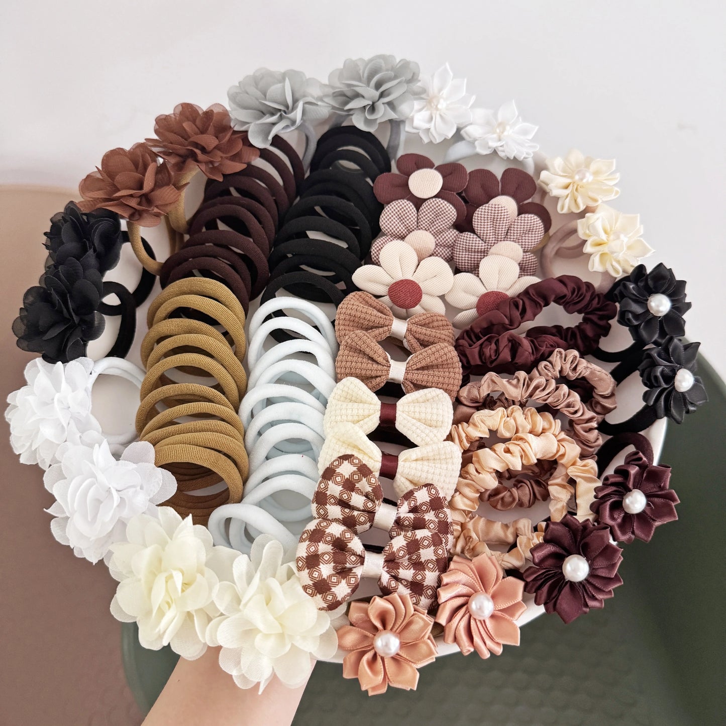 32/78pcs Girls Bows Sunflower Hair Ties Kids Girls Hair Bands Elastic Nylon Ties Hair Bows Ponytail Holder Hair Accessories Sets.