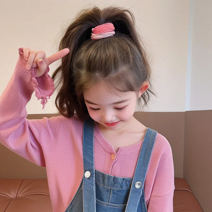 Korean Style Simple Children's Hair Ties Colorful Elastic Bands High Aesthetic Value for Girls Bun Tail Hair Bands Girls Hair....