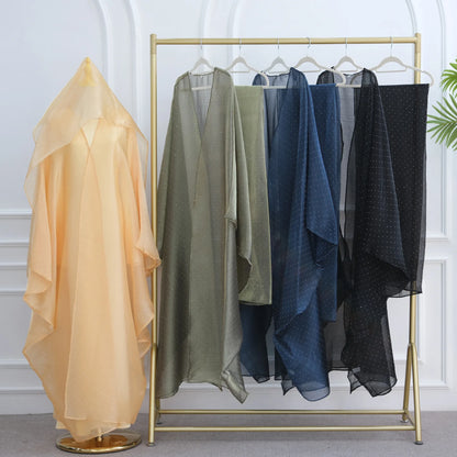 Middle Eastern Islamic Three-Piece Clothing for Women Ramadan Muslim Modest Abaya Dress with Hijab 2025 New Turkey Kaftan Robe