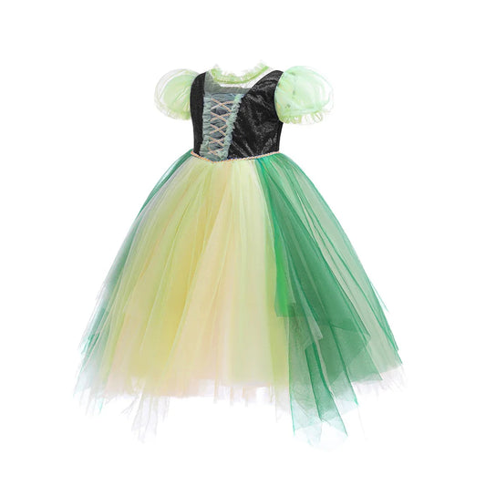 Anna Grünes Kleid Mädchen Spitze Tüll Elegantes Kleid Kinder Bühnenshow Prinzessin Kostüm Kinder Purim Cosplay Kleidung.