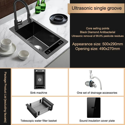 Kitchen Sink Stainless Steel Dishwashing Sink Ultrasonic Sink Dishwasher Multifunctional Intelligent Net Washer For Kitchen