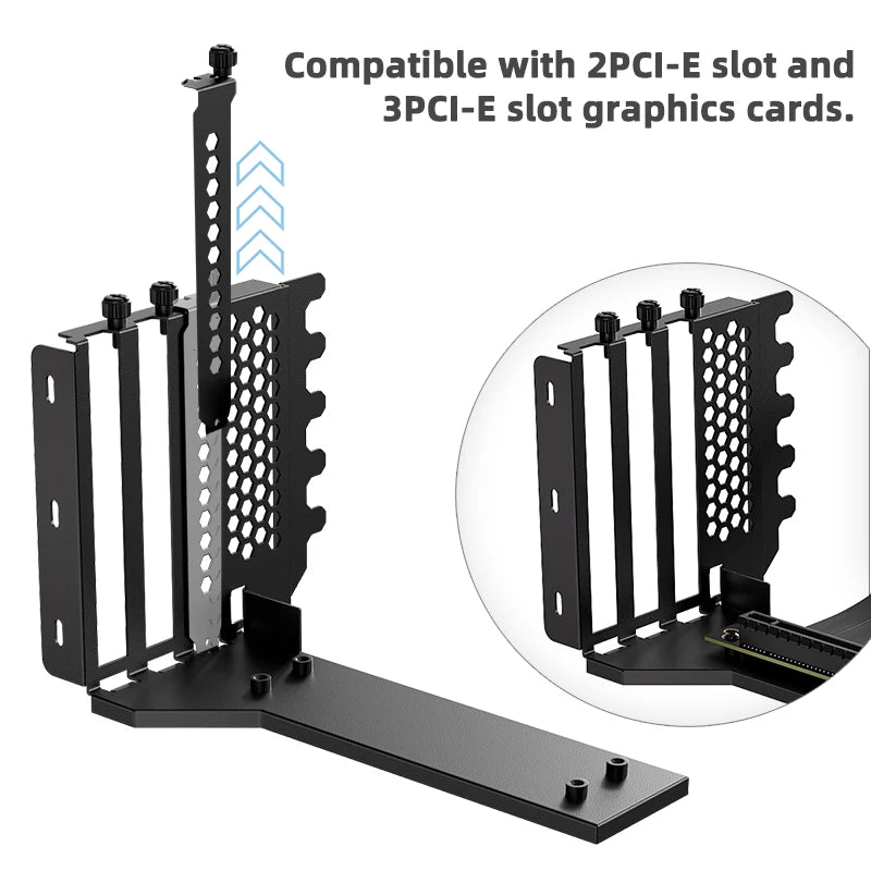 TEUCER L-Z3 GPU Vertical Mounting Bracket Kit, PCIe 4.0 X16 Riser Cable 200mm, Graphics Card Steering Mounting Bracket.