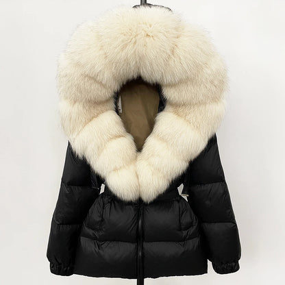 OFTBUY 2025 Winter Kleidung Puffer Jacke Frauen Echt Fox Pelz Mit Kapuze Dicke Warme 90% Weiße Ente Unten Mantel Weibliche Parkas wasserdicht