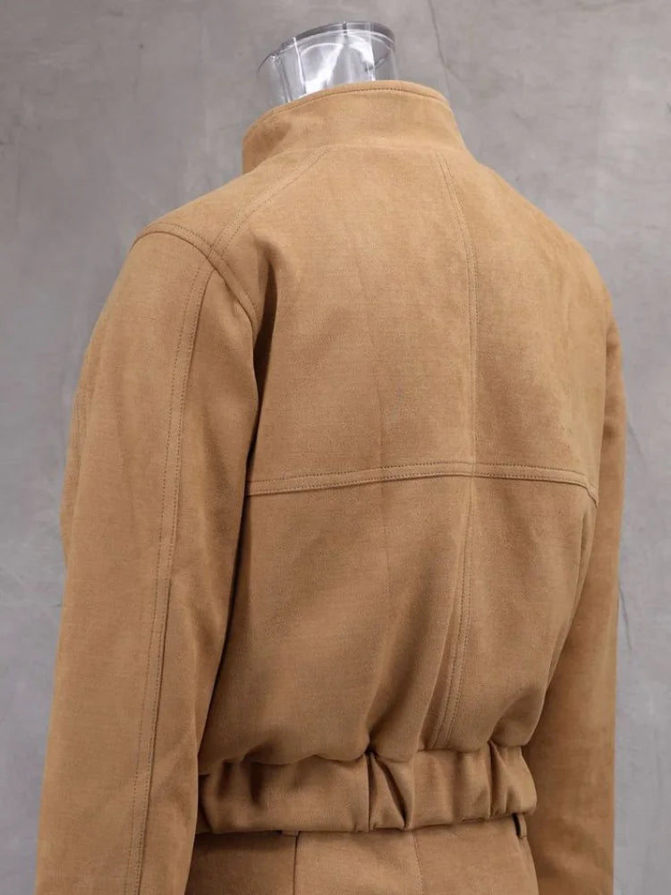 Retro-Jacke, modisch, Frühling und Herbst, lässig, lockere Tasche, langärmelig, trendig, cool, vielseitig, hochwertige Damen-Kurzjacke.