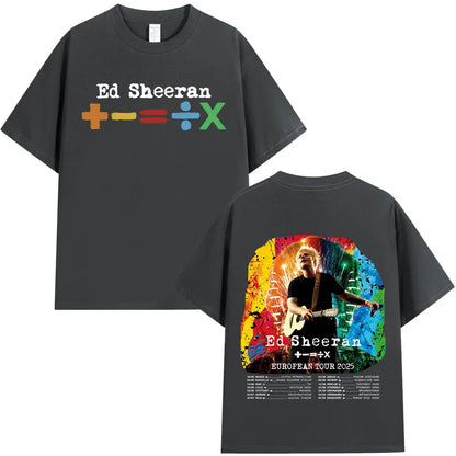 Ed Sheeran European Tour 2025 T Shirts Men Women Clothing Summer Cotton Casual Short Sleeve T-shirt Fashion Oversized Tee Shirt.