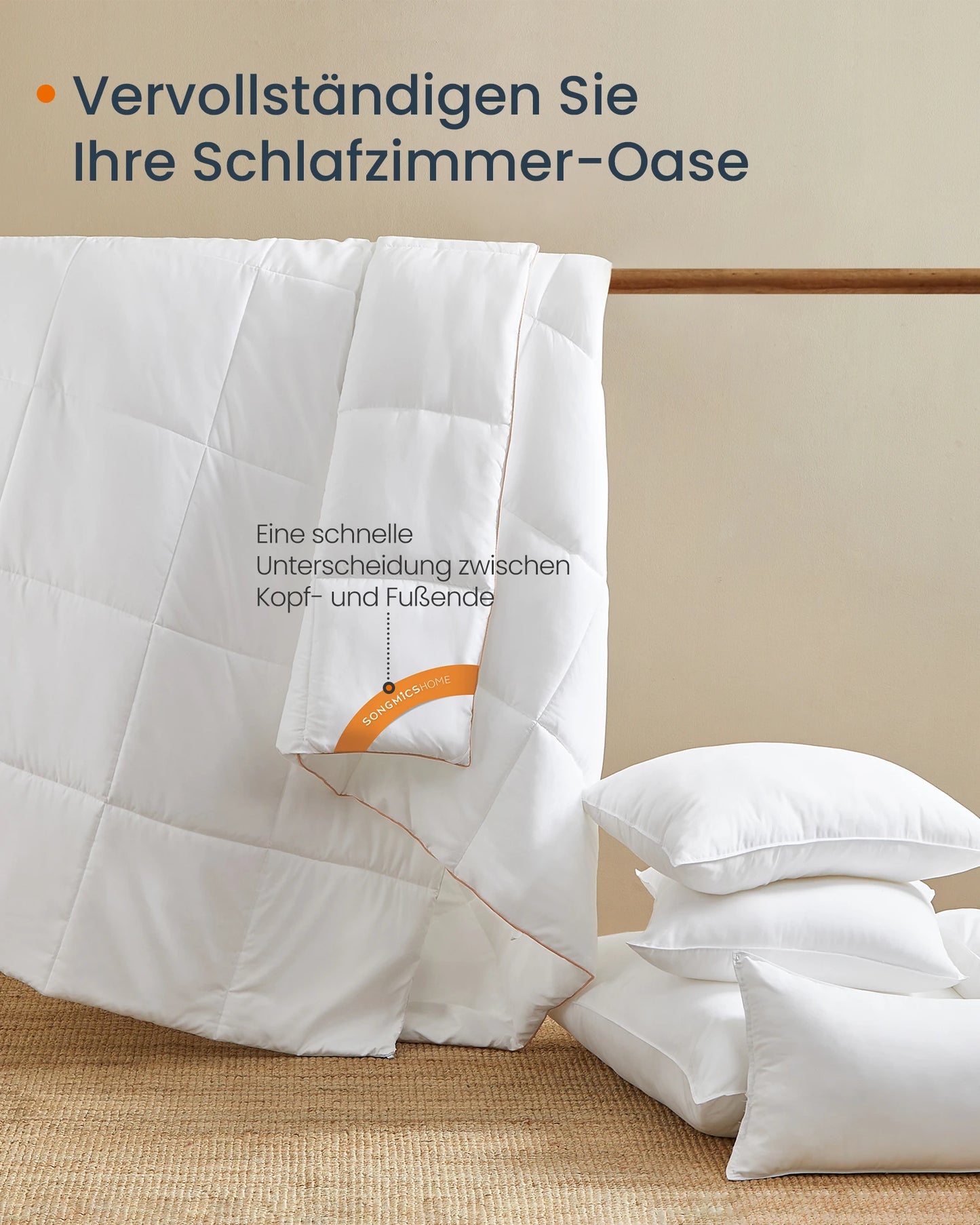 SONGMICS HOME Microfiber bedspread duvet filling: 100% microfiber quilt with 8 loops, 300 GSM  - et.