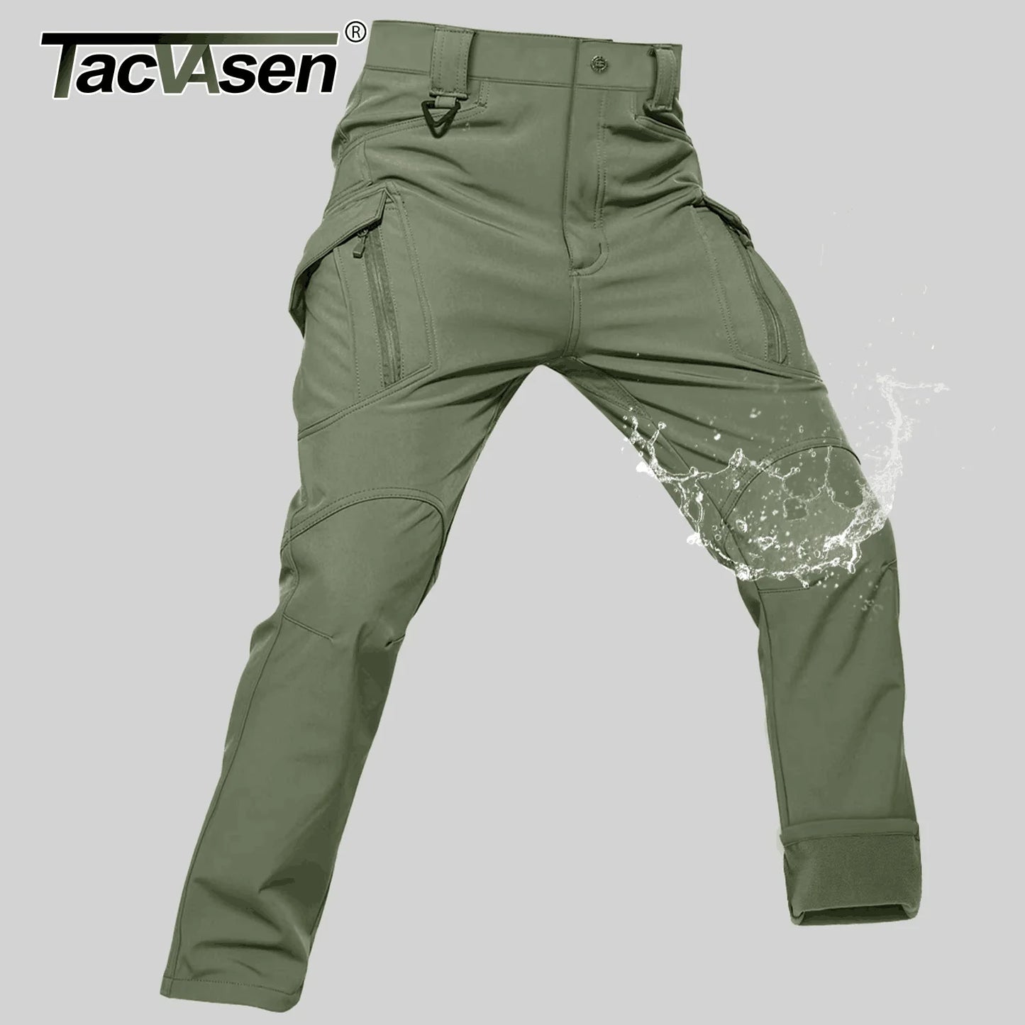 TACVASEN IX9 Winter Softshell Thermal Hiking Pants Work Pants Mens Fleece Cargo Pants Waterproof Warm Outdoor Male Trousers.