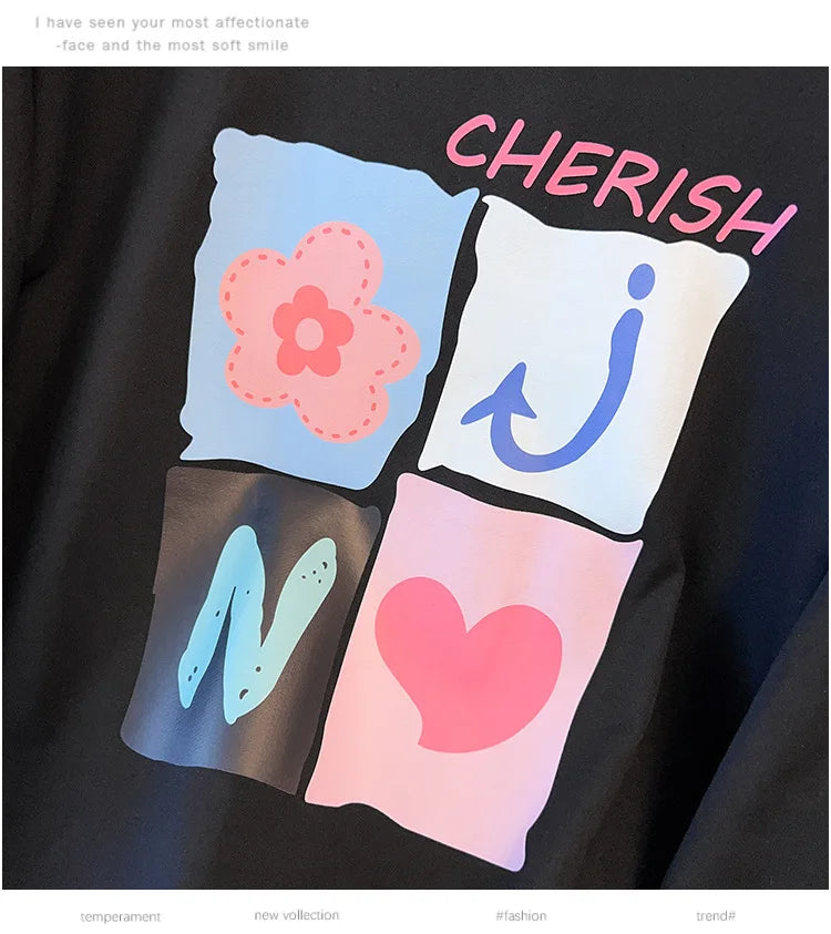 175kg plus size Damen büste Frühling Herbst lose Langarm bedrucktes Sweatshirt Top schwarz rosa 6xl 7xl 8xl 9xl 10xl 11xl