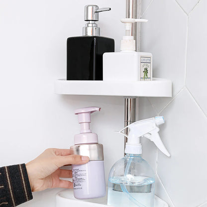 Spannungsstange für die Eckdusche im Badezimmer, rostfrei, Teleskopstange, 4-stufiges Aufbewahrungsregal, Dusch-Organizer, Dekorregal aus Edelstahl