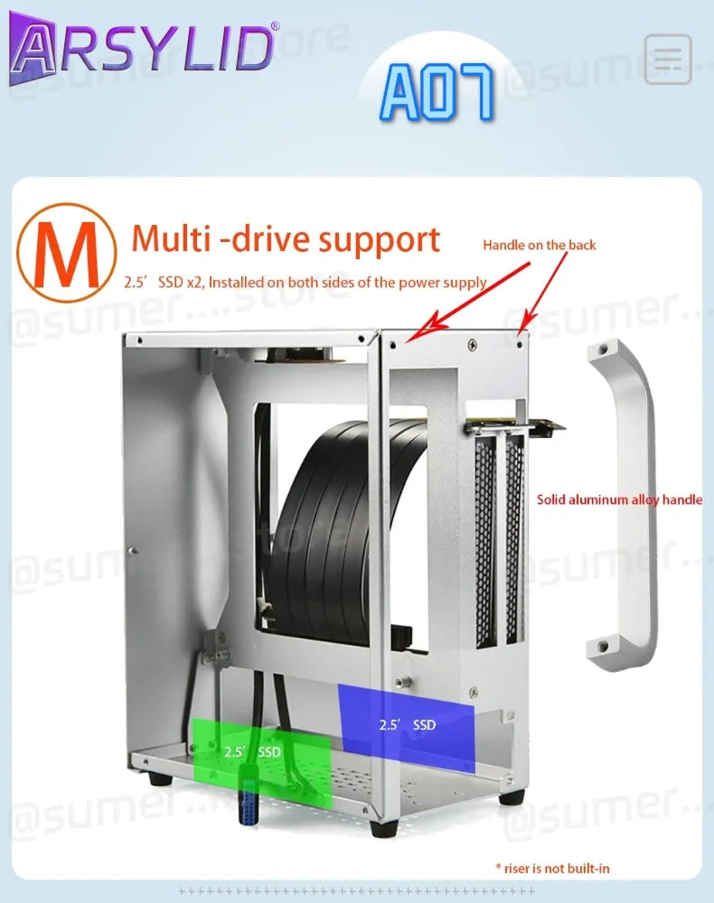 All Aluminum 2.0mm HTPC Mini ITX A4 Chassis Game Computer Support Graphics Card RTX2070 I5 Discrete Display Case K39 A07 A39.