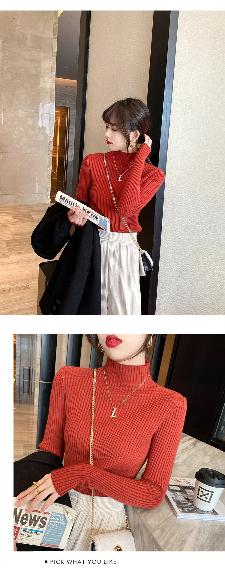 Winter Langarm Mock Neck Gestrickte Frauen Pullover Pullover Schlank Stricken Pullover Frauen Tops Blusas Mujer De Moda 2024 Blusa J995