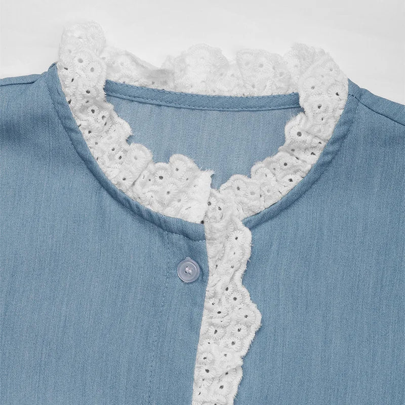 2025 Autumn Female Solid Ruffle Shirt Women Casual Lantern Long Sleeve Top Spring Office Lady Single Breasted Tops Clothes.