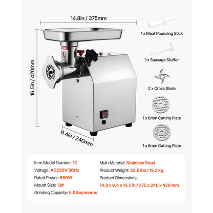 SucceBuy Meat Grinder 4.5 Lbs-9.2Lbs/Min Capacity Electric Meat Mincer w/ Blade Grinding Plate Sausage Maker for Kitchen Home.